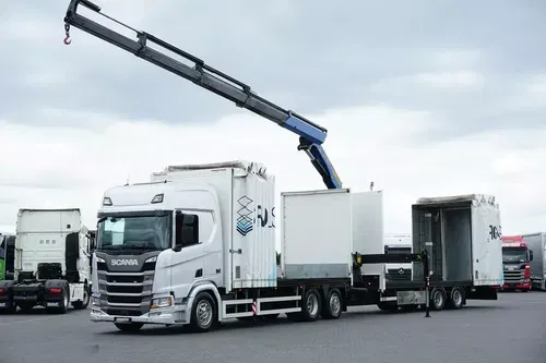Scania R 450 / E 6 / HDS PALFINGER PK 34002 / ZESTAW DO PRZEWOZU SZKŁA