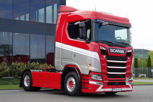 Scania S 500 / RETARDER / HYDARAULIKA / PRZÓD NA PODUSZKACH / KLIMA POSTOJOWA / ALUFELGI / OPONY 100% / PO KONTRAKCIE SERWISOWYM / SPROWADZONY 