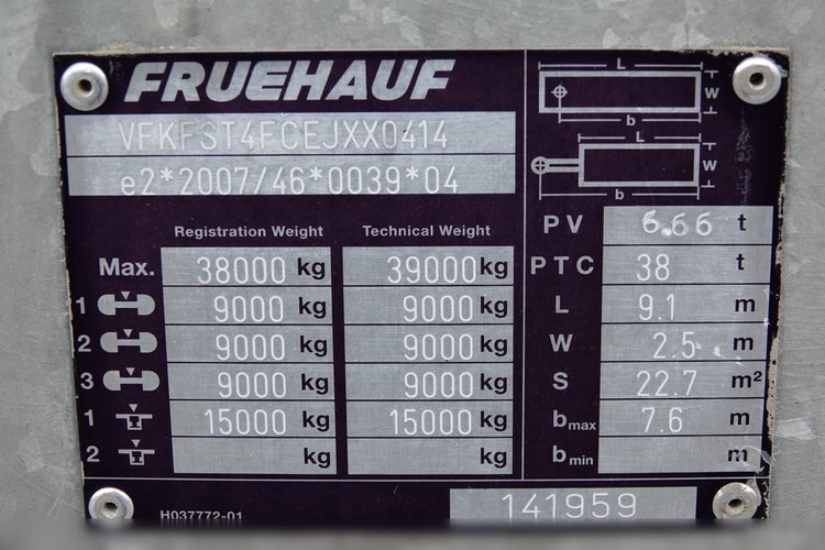 Fruehauf / WYWROTKA 27 M3 / CAŁA STALOWA / OSIE MERCEDES / OŚ PODNOSZONA / TYŁ KLAPA HYDRAULICZNA / HYDROKLAPA zdjęcie 20