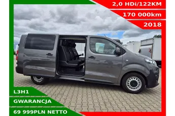 Citroen Jumpy L3H1 69999zł NETTO Brygadówka 6 osób ExtraLong 2.0HDi/122KM