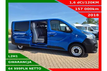 Renault Trafic Long 64999zł NETTO Brygadówka 6 osób 1.6dCi/120KM
