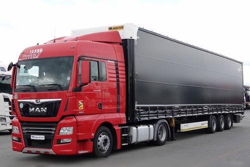 MAN TGX 18. 500 / XLX / LOW DECK / RETARDER / ZESTAW / WIELTON FIRANKA MEGA / OŚ PODNOSZONA / SAF / PO KONTRAKCIE SERWISOWYM