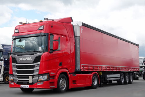 Scania R 450 / OPONY 100% / 2021 ROK / ZESTAW / FIRANKA / MULDA DO STALI 9 M / DACH PODNOSZONY DO JAZDY 3 poziomy / COILMULDA / 2021 ROK / STANDARD / OŚ PODNOSZONA