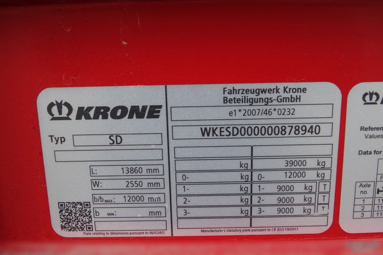 Krone / FIRANKA / STANDARD / OŚ PODNOSZONA / PODNOSZONY DACH 4 POZIOMY JAZDY / OPONY: 385/55 R22, 5 /  zdjęcie 25