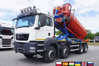 MAN TGS 35.400 8×4/ Hakowiec HYVA LIFT 32.56 SE / Beczka Asenizacyjna 13000 l
