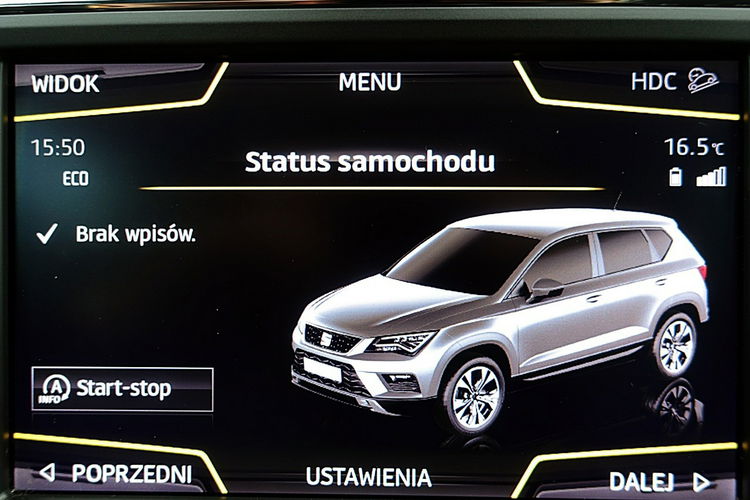 Seat Ateca 4x4 XCELLENCE Automat 190KM Kamera 360 GWARANCJA 1wł Kraj Bezwyp F23% 4x2 zdjęcie 37