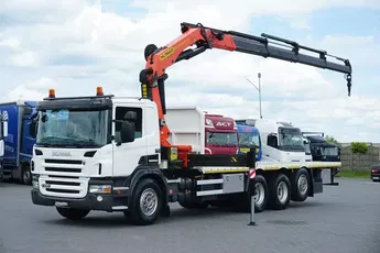 Scania / P 420 / 8 X 4 / TRIDEM / SKRZYNIOWY + HDS / PALFINGER PK 26002 / WYS. 12 M / DŁ. 8 M