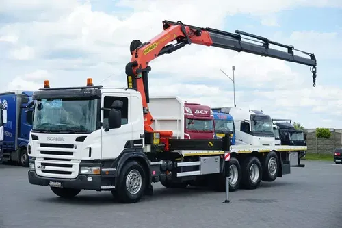 Scania / P 420 / 8 X 4 / TRIDEM / SKRZYNIOWY + HDS / PALFINGER PK 26002 / WYS. 12 M / DŁ. 8 M