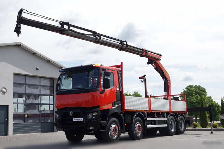 Renault C 430 / 8x4 / SKRZYNIOWY 7 M + HDS PALFINGER PK 24001-K C / WYSÓW 12, 5M / STEROWANIE RADIOWE / WIDŁY / ROTATOR / SPROWADZONY  zdjęcie 1