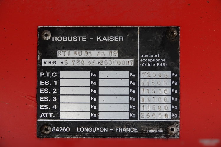 Kaiser LAWETA NISKOPODWOZIOWA / DMC :  72 000 KG / 4 OSIE / OŚ SKRETNA / SPROWADZONA zdjęcie 25