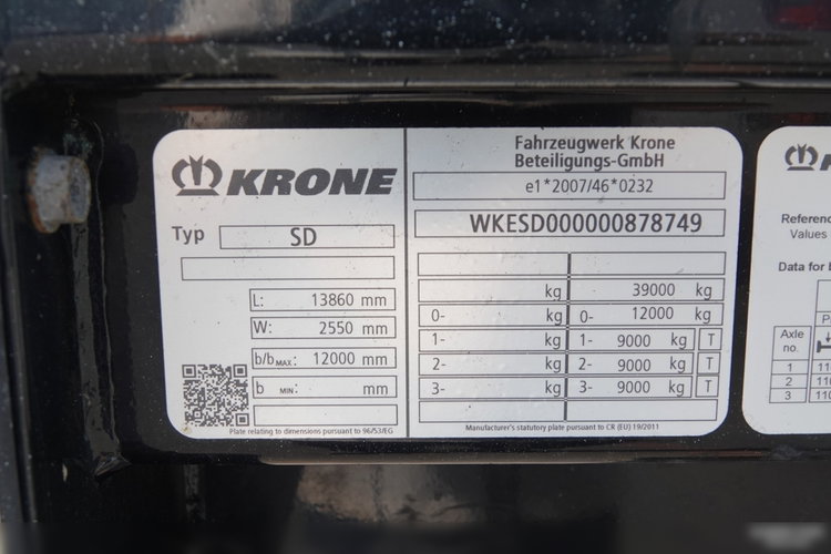 Krone / FIRANKA / STANDARD / OPONY 100% / DACH PODNOSZONY / OŚ PODNOSZONA zdjęcie 26