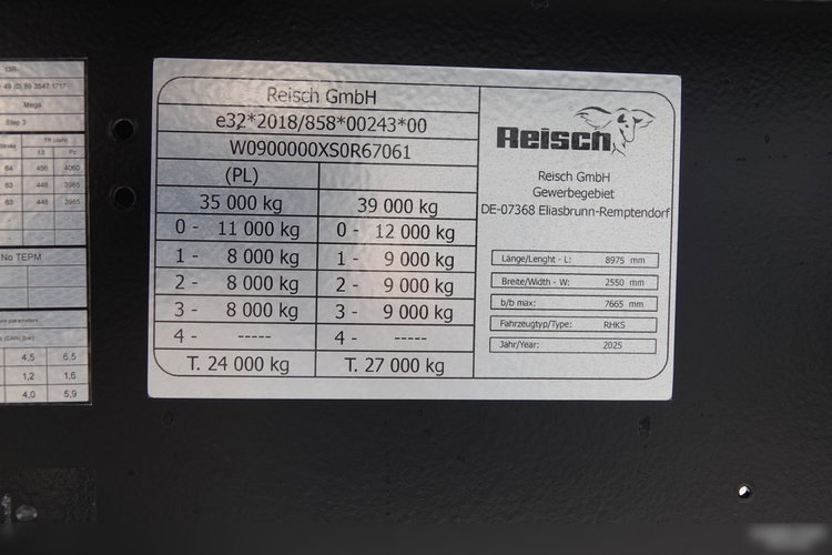 Reisch WYWROTKA 31 m3 / RHKS / PODŁOGA 8MM / FABRYCZNIE NOWA / OŚ PODNOSZONA  / osie SAF / NIEUŻYWANA zdjęcie 21