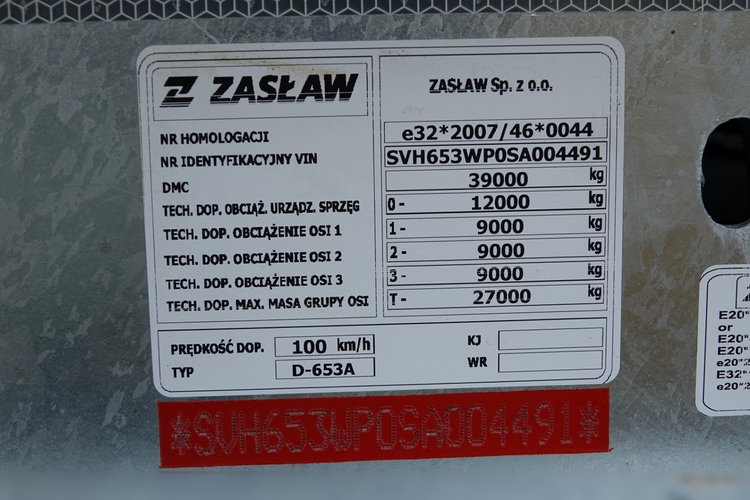 ZASŁAW Zasław WYWROTKA 28 m3 / FABRYCZNIE NOWA / STALOWA / RYNNA WANNA HP / OŚ PODNOSZONA / SAF / 2025 ROK zdjęcie 21