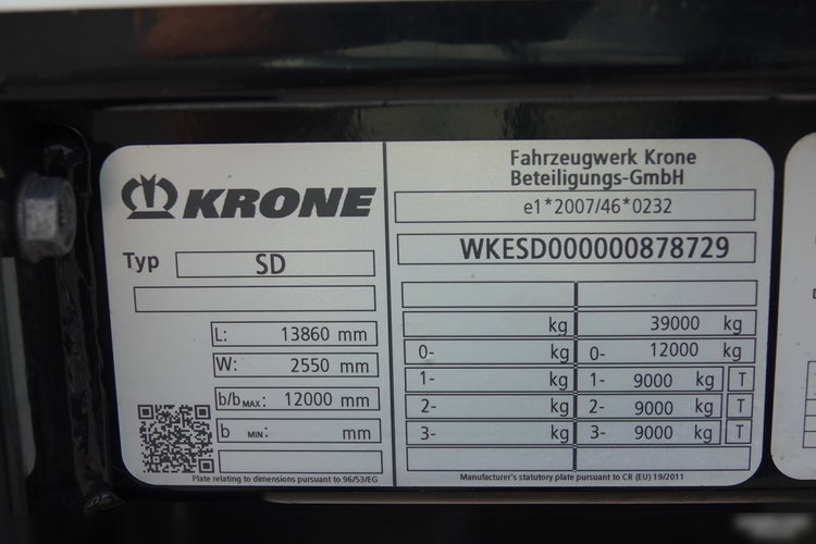 Krone / FIRANKA / STANDARD / OPONY 100% / DACH PODNOSZONY / OŚ PODNOSZONA zdjęcie 25