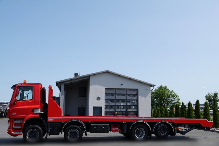DAF CF 460 / 8x2/  LAWETA / PLATFORMA / NAJAZDY HYDRAULICZNE / WYCIĄGARKA / oś skrętna i podnoszona / EURO 6 zdjęcie 13
