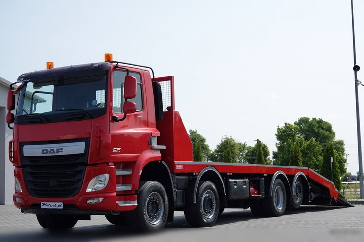 DAF CF 460 / 8x2/  LAWETA / PLATFORMA / NAJAZDY HYDRAULICZNE / WYCIĄGARKA / oś skrętna i podnoszona / EURO 6 zdjęcie 1