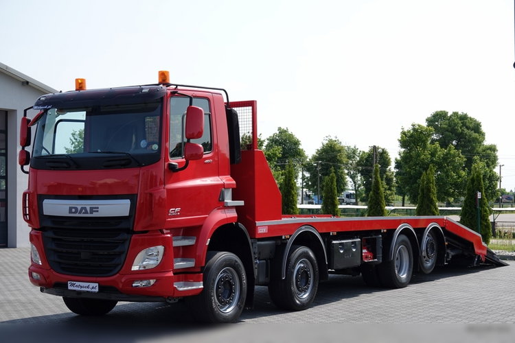 DAF CF 460 / 8x2/  LAWETA / PLATFORMA / NAJAZDY HYDRAULICZNE / WYCIĄGARKA / oś skrętna i podnoszona / EURO 6 zdjęcie 2