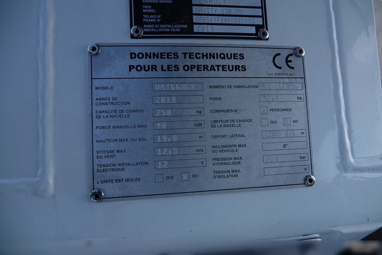 Renault MAXITY 130.35 / ZWYŻKA 20 METRÓW / PODNOŚNIK KOSZOWY KLUBB VAT-66-NLX / KOSZ 2 OSOBOWY - 250 KG / PO KONTRAKCIE SERWISOWYM zdjęcie 42