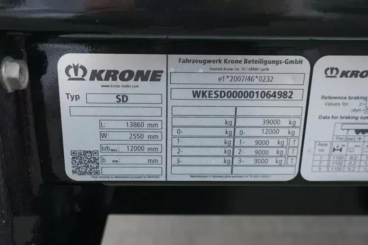 Krone FIRANKA / DACH PODNOSZONY / XL / OŚ PODNOSZONA zdjęcie 11