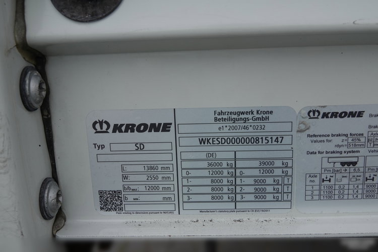 Krone FIRANKA STANDARD  / OŚ PODNOSZONA  / 2018 ROK zdjęcie 25
