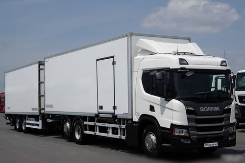 Scania P 410 / CHŁODNIA / ZESTAW TANDEM / PRZEJAZDOWY / 3x Agregat THERMO KING - FRIGO BLOCK / 3x WINDA ZAŁADOWCZA / MUTITEMPERATURA  PO ZŁOTYM KONTRAKCIE SERWISOWYM / 6x2