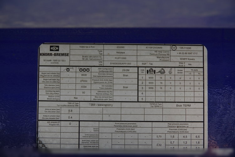 KEMPF WYWROTKA 50 m3 / 2018 ROK / OŚ PODNOSZONA zdjęcie 20
