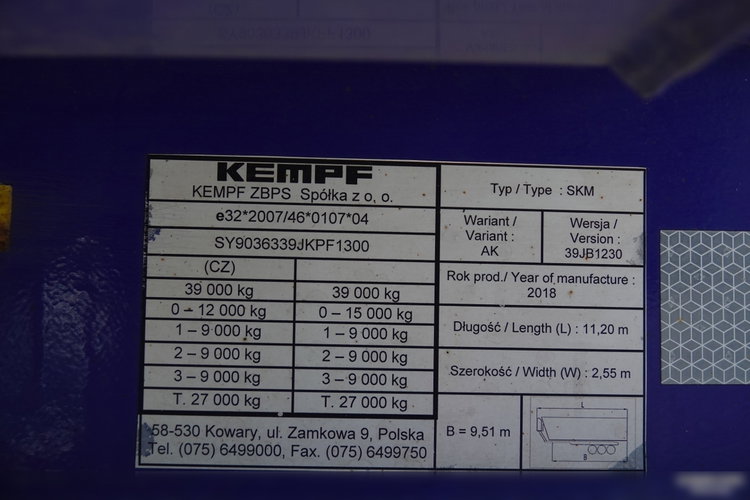 KEMPF WYWROTKA 50 m3 / 2018 ROK / OŚ PODNOSZONA zdjęcie 21
