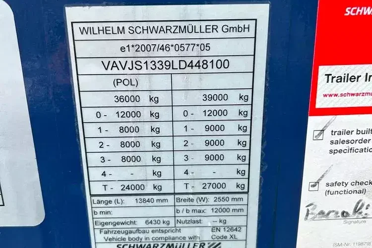 Schwarzmuller FIRANKA / OŚ PODNOSZONA / DACH PODNOSZONY zdjęcie 11