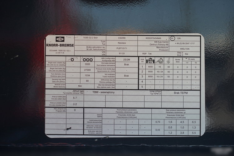 Wielton / FIRANKA / MULDA DO STALI - 9 M / OSIE SAF / OŚ PODNOSZONA / COILMULDA zdjęcie 26