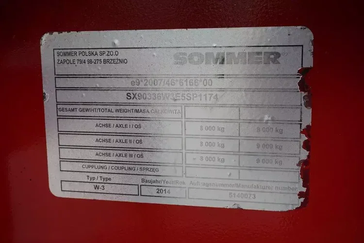 SOMMER CYSTERNA SPOZYWCZA / 28 374 LITRÓW / 4 KOMOROWA / WEBASTO / POMPA zdjęcie 11