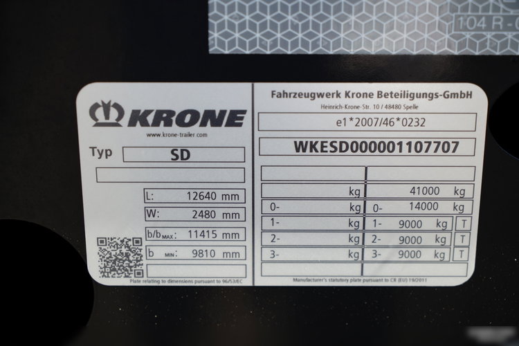 Krone / NACZEPA PODKONTENEROWA / MAŁO UŻYWANA / UNIWERSALNA / 2023 ROK / ROZSUWANY TYŁ / DO WSZYSTKICH KONTENERÓW / OŚ PODNOSZONA zdjęcie 25