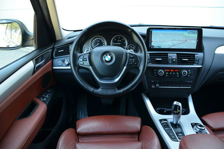 BMW X3 Czarna Zarejestrowana 2.0D 184KM Serwis Lift Bi-xenon Ruda Skóra Navi zdjęcie 32