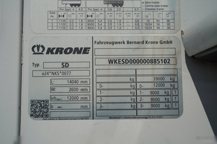 Krone CHŁODNIA / THERMO KING SLXi 400 / 2019 ROK / DOPPELSTOCK / KOSZ NA PALETY zdjęcie 27