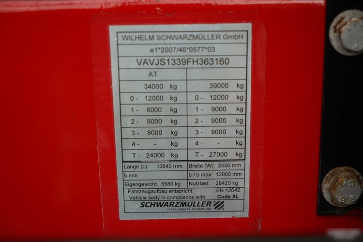 Schwarzmuller   / FIRANKA / STANDARD / SPEED COURTAIN / KOSZ NA PALETY / OSIE SAF  zdjęcie 26