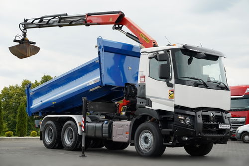 Renault C 440 / 6x4 / WYWROTKA /+ HDS PALFINGER pk 19.001 sld / HARDOX / HYDROBURTA / STEROWANIE RADIOWE/ CHWYTAK /OPONY 100% / PO KONTRAKCIE SERWISOWYM