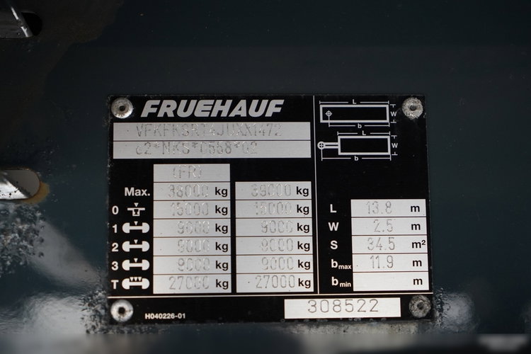 Fruehauf / KONTENER / KOFFER / MOCNA PODŁOGA / ROLETA  / 2018 ROK zdjęcie 20