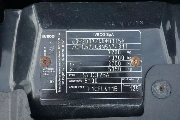 Iveco / DAILY / 70C18 / E 6 / BURTO FIRANKA / 15 PALET / ŁAD. 3502 KG zdjęcie 12