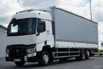 Renault T 430 / SOLÓWKA / FIRANKA - BURTOWA /  6X2 / OŚ PODNOSZONA / SKRĘTNA / DŁ: 9.4 M / MOCNA PODŁOGA / WINDA DHOLLANDIA  / PO KONTRAKCIE SERWISOWYM