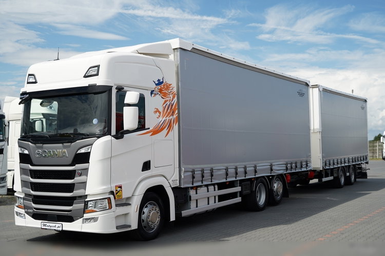 Scania R 450 / ZESTAW TANDEM 120 M3 / PRZEJAZDOWY / OŚ SKRĘTNA PODNOSZONA / 2022 ROK /  FRUEHAUF / PO ZŁOTYM KONTRAKCIE SERWISOWYM  zdjęcie 1