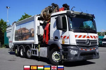 Mercedes Antos 3240 8x2 / HDS Tajfun 5 t / Zabudowa Śmieciarka Farid Industries / 3 osie skrętne