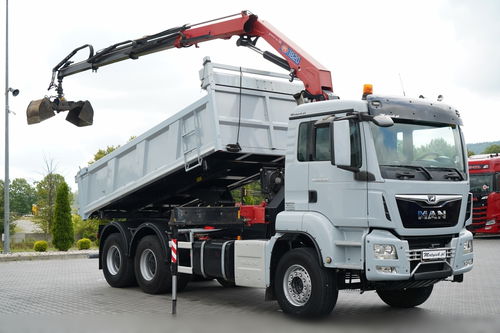 MAN TGS 33.360 / 6x4 / WYWROTKA + HDS HMF 1820 K-RC / wysów 10m / HYDROBURTA / CHWYTAK / NAVI / UAL / SPROWADZONY 