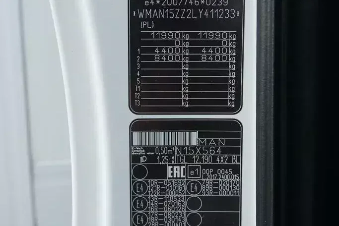 MAN TGL / 12.190 / EURO 6 / CHŁODNIA + WINDA / 16 PALET / ŁAD. 5565 KG zdjęcie 11