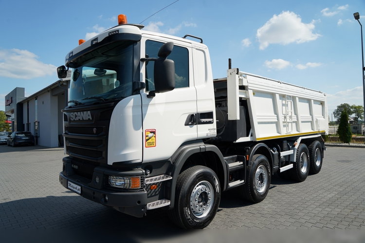 Scania G 410 / 8X4 / ZABUDOWA SAMOWYŁADOWCZA DO ASFALTU / 2X HYDROKLAPA / DACH HYDRAULICZNY / POD ROZŚCIEŁACZ zdjęcie 11