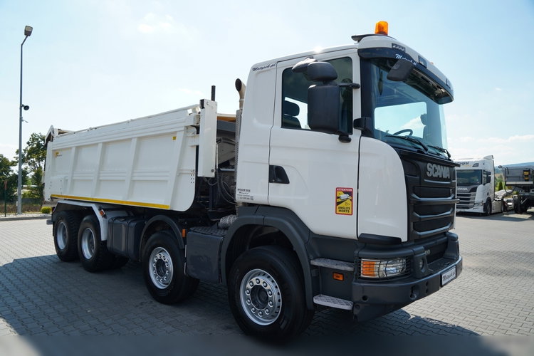 Scania G 410 / 8X4 / ZABUDOWA SAMOWYŁADOWCZA DO ASFALTU / 2X HYDROKLAPA / DACH HYDRAULICZNY / POD ROZŚCIEŁACZ zdjęcie 8