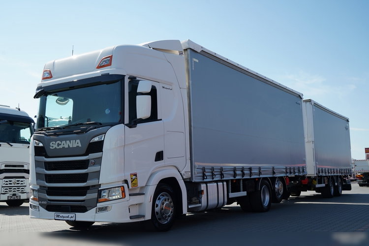 Scania R 450 / ZESTAW TANDEM 120 M3 / PRZEJAZDOWY / OŚ SKRĘTNA PODNOSZONA / MEGA /  2021 ROK / FRUEHAUF / PO KONTRAKCIE SERWISOWYM zdjęcie 1