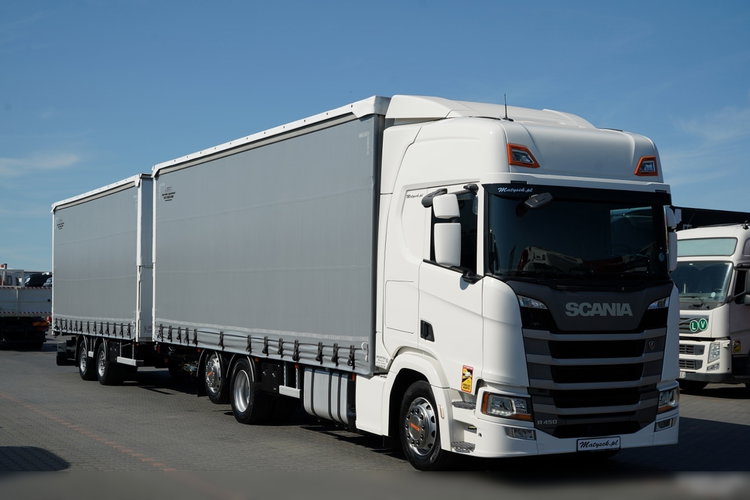 Scania R 450 / ZESTAW TANDEM 120 M3 / PRZEJAZDOWY / OŚ SKRĘTNA PODNOSZONA / MEGA /  2021 ROK / FRUEHAUF / PO KONTRAKCIE SERWISOWYM zdjęcie 8