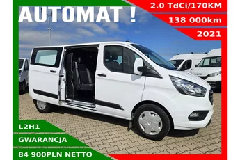 Ford transit-custom L2H1 84900zł NETTO Brygadówka 6 osób 2.0TdCi/170KM