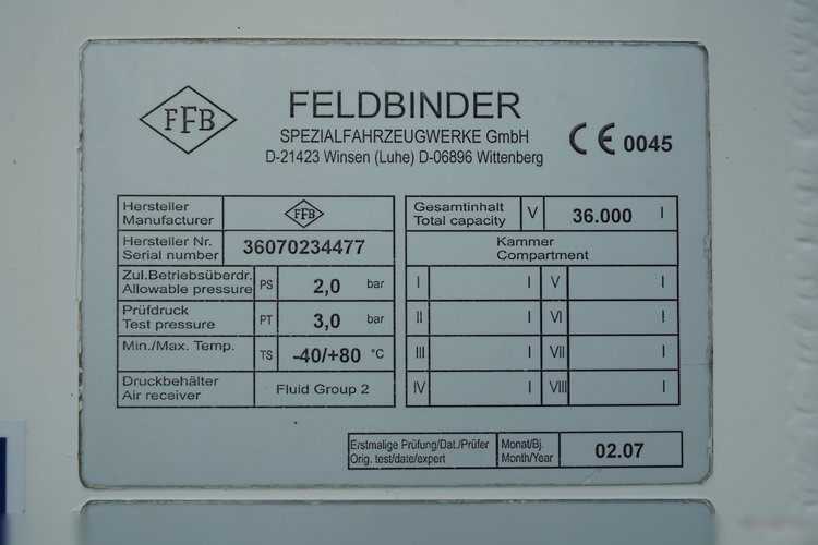 Feldbinder / CEMENTONACZEPA / 3 KOMORY / 36 000 L / SILOS / DO MATERIAŁÓW SYPKICH / ALUFELGI zdjęcie 20