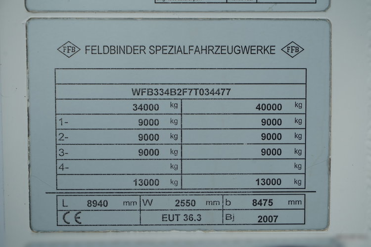 Feldbinder / CEMENTONACZEPA / 3 KOMORY / 36 000 L / SILOS / DO MATERIAŁÓW SYPKICH / ALUFELGI zdjęcie 21