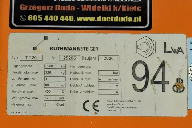 Mercedes Vario 814 D 4x4 Zwyżka RUTHMANN STEIGER T220 Podnośnik Koszowy zdjęcie 15